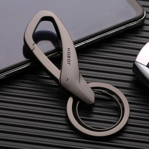 JOBON ZB-197 Black Car Waist Hanging Keychain Double Ring Metal Keychain - 1
