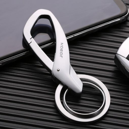 JOBON ZB-197 Chrome Car Keychain with Double Rings - Waist Hanging - 1