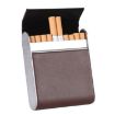 Men's Coffee Leather Cigarette Case with Metal Fiber & Magnetic Buckle - 1