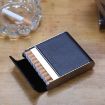 Men's Coffee Leather Cigarette Case with Metal Fiber & Magnetic Buckle - 5