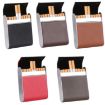 Men's Leather Cigarette Case with Magnetic Buckle - Brown/Apricot - 2