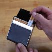 Men's Leather Cigarette Case with Magnetic Buckle - Brown/Apricot - 6