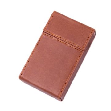 Brown PU Leather Business Portable Cigarette Case - Compact & Stylish - 1