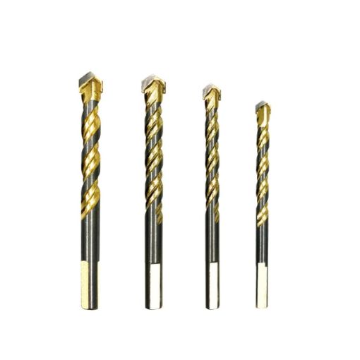 Titanium-Plated King Drill Set: 6mm, 8mm, 10mm, 12mm for Porcelain & Glass - 1