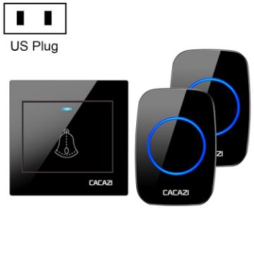 CACAZI H10 Wireless Music Doorbell, 1 Receiver, US Plug, Black, No Battery - 1