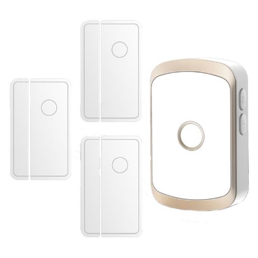 CACAZI M20 Wireless Doorbell Alarm, EU Plug, Gold, 1 for 3 Sensor - 1