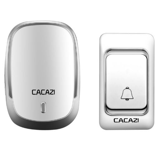 CACAZI Smart Waterproof Wireless Doorbell EU Plug Silver Pager Music - 1