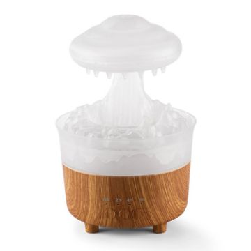 V50 Desktop Night Light Humidifier Wood Grain Aroma Diffuser US Plug White - 1