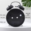 White 3304T Bedroom Bedside Alarm Clock with Night Light & Bell Metal - 3
