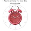 White 3304T Bedroom Bedside Alarm Clock with Night Light & Bell Metal - 4