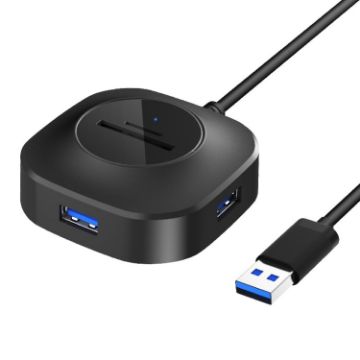 H25-3.0 USB Hub Splitter with 3 Ports + TF/SD Card Reader for Notebooks - 1