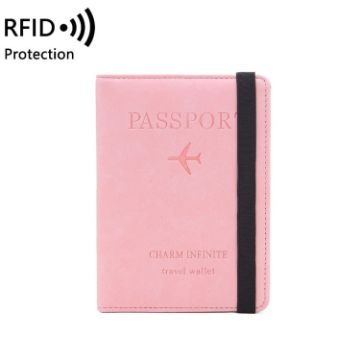 Pink RFID Travel Passport Card Bag - Elastic Band Protective Case - 1