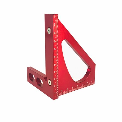 Aluminum Alloy 90 Square Multi-Function Scribing Triangle Ruler - Red - 1