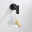 304 Stainless Steel Grooved Bathroom Shelf, Black Cloth Hook Style - 1