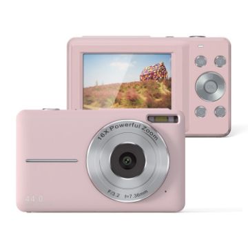 DC403L-AF 2.4" 16X Zoom HD Digital Camera for Kids - UK Plug, Pink - 1