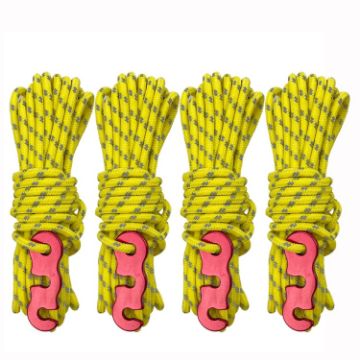 Luminous 4m Outdoor Camping Tent Wind Rope with S Buckle - 4 Rolls Yellow - 1