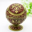 Wine Red Rose Metal Globe Ashtray with Lid - Holiday Gift Decor - 1