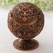 Retro Metal Spherical Ashtray with Lid - Red Copper Rose Decor - 1