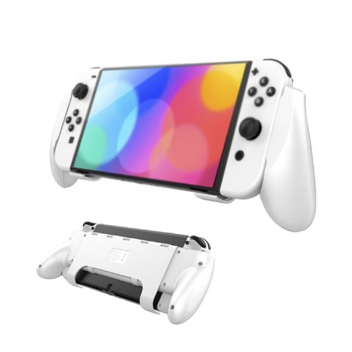 NS218 Game Console Protective Case with Grip for Switch OLED - White - 1