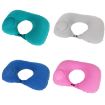 Inflatable U-Shaped Neck Pillow - Flocked Rose Red Travel Cushion - 2