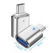 USB 3.0 Female to USB-C Male OTG Adapter 3-Pack with Light (Silver) - 3