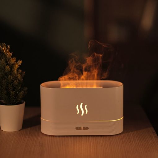 Flame Aroma Diffuser Night Light Humidifier - White | Home Fragrance - 1