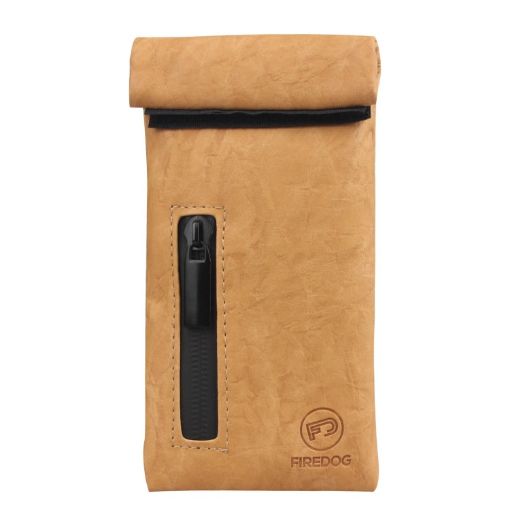 FIREDOG CL-104 Brown Zipper Smoke Anti-Clad Mini Tobacco Bag - 1
