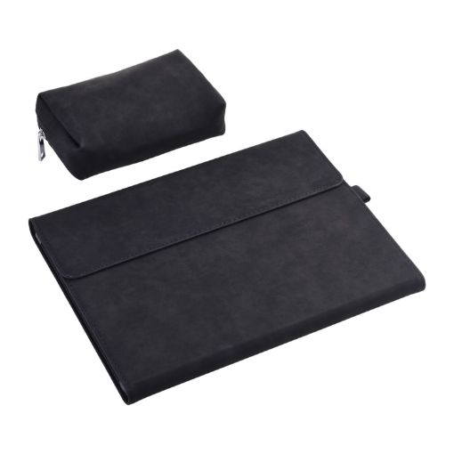 Leather Tablet Case for Microsoft Surface Pro X, 13" Black + Power Bag - 1