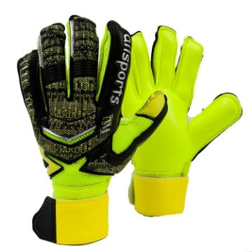 Ailsports ST5511 Goalkeeper Gloves, Size 5, Thick Latex, Fluorescent Green - 1
