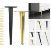 Cone Round Tube Furniture Support Legs - Straight Cone 12cm (Black Gold) - 2