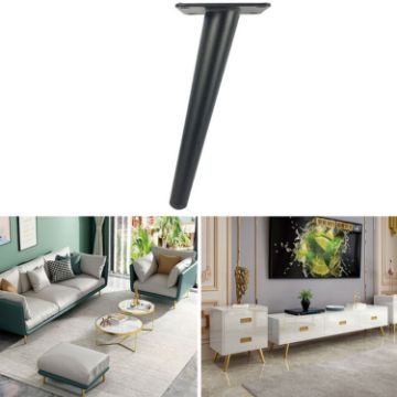 Cone Round Tube Furniture Support Legs - Oblique Cone 10cm Matte Black - 1