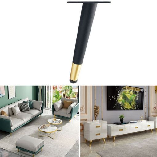 Cone Round Tube Furniture Support Legs - Oblique Cone 10cm (Black Gold) - 1