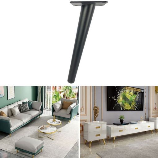 Cone Round Tube Furniture Support Legs - Oblique Cone 12cm Matte Black - 1