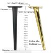 Cone Round Tube Furniture Support Legs - Oblique Cone 25cm (Black Gold) - 4