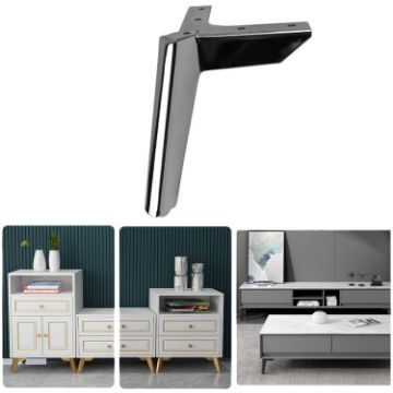 Metal Furniture Support Legs LH-FJ0039, 8cm Height, Gun Black Finish - 1