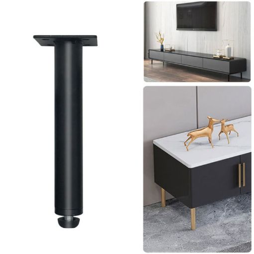 Adjustable Metal Furniture Support Legs, 10.5cm Height, Matte Black - 1