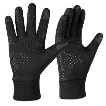 Large Black Velvet Anti-Slip Outdoor Sports Gloves - 1