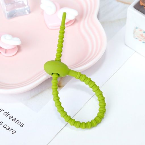 Silicone Data Cable Storage Straps - 20 PCS Cable Organizer (Green) - 1