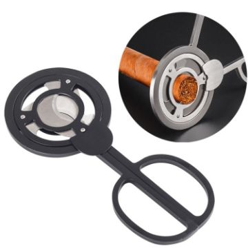 C889 Black Stainless Steel Windmill Round Cigar Cutter - 1