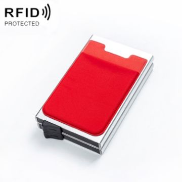 RFID Aluminum Alloy Coin Card Holder - Anti-Degaussing (Silver Red) - 1