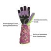 Stab Resistant Gardening Gloves with Print Sleeve, Wrist Extended (Green) - 3
