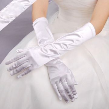 Bride Gloves Satin Long Vintage Wedding Dress Sunscreen Gloves White - 1