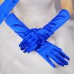 Royal Blue Satin Long Vintage Bride Wedding Dress Gloves Sunscreen - 1
