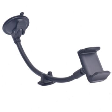 Suction Cup Car Phone Holder with Long Soft Hose - Black Box Packaging - 1