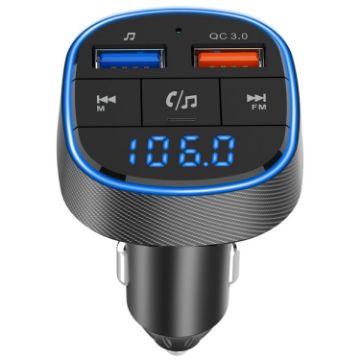 QC3.0 Fast Charge Car Bluetooth MP3 Player FM Transmitter - Black - 1