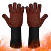 High Temp Resistant Silicone BBQ Gloves, Anti-Scald, Full Dots Red - 1