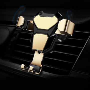 Gold Universal Metal Gravity Car Phone Holder - Secure & Stylish Mount - 1