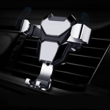 Universal Metal Gravity Car Phone Holder - Silver | Secure & Stylish Mount - 1