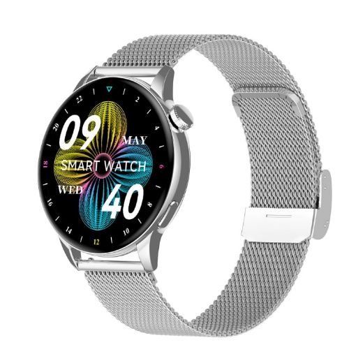 HD1 Smart Watch - 1.3" AMOLED, NFC, Silver Steel + Silicone Strap - 1