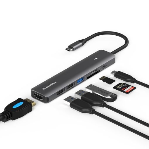 Blueendless 7-in-1 Type-C USB 3.0/2.0 HDMI 4K HUB Adapter - 1